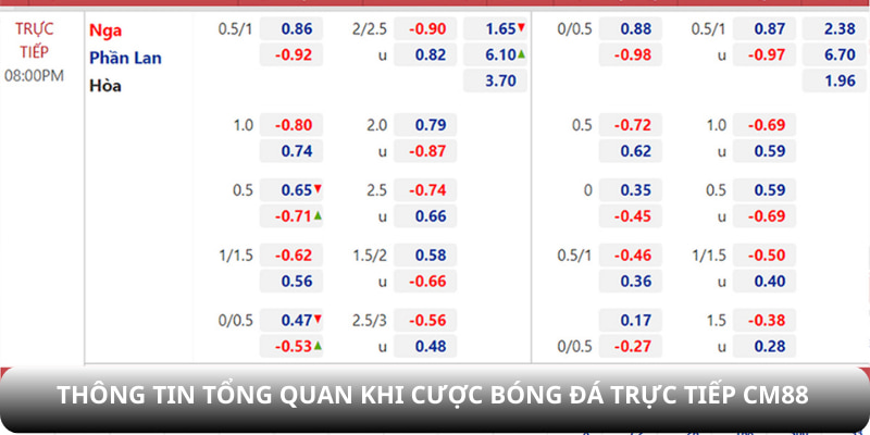 Thông tin tổng quan khi cược bóng đá trực tiếp CM88