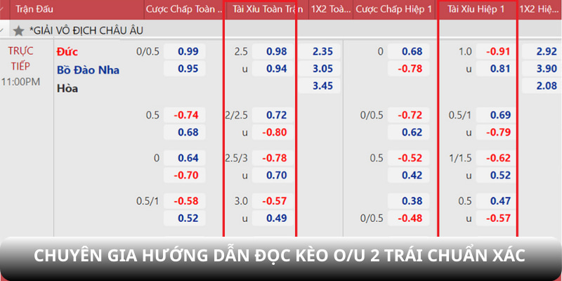 Chuyên gia hướng dẫn đọc kèo O/U 2 trái chuẩn xác